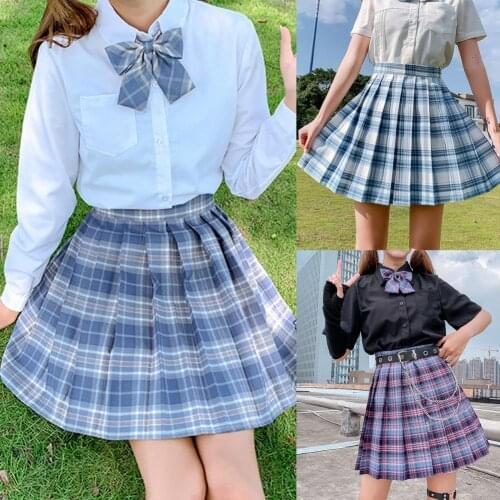 JMPRS Pleated Skirt Hip Lift High Waist JK Girls Sexy Plaid Skirt A Line Skirt for Women Preppy Style Dance Fashion Plaid Skirt