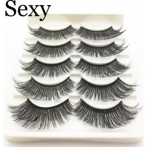 NEW 5 pairs Mink Lashes False Eyelashes Natural/Thick Long Faux Eye Lashes Wispy Fluffy Makeup Beauty Extension Cilios Tools