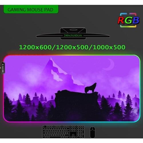 RGB Mouse Pad Purple Rubber Pads Game Desk with A Picture 1200X500 Deskpad Large Gaming Accessory Muase Pad Accessories for PC