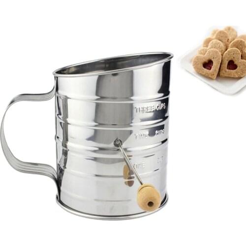 Handheld Flour Shaker Stainless Steel Mesh Sieve 3-Cup Icing Sugar Bake Tool Hand-pressed Hand-pressed Bakeware Sifters