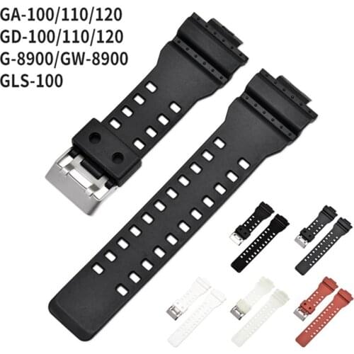 Silicone Watchband for Casio G-Shock GA 100/110/120/150/200/300 GD-100/110/120 G-8900 GLS-100 PU Sport Wrist Strap Bracelet Band