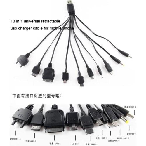 1pcs 10 in 1 Universal Multi USB Charger Cable For Mobile iPhone iPod Samsung