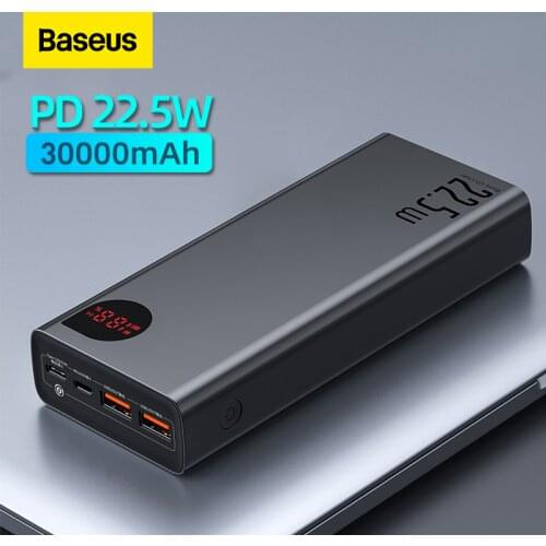 Baseus Power Bank 30000mAh with 20W PD Fast Charging Powerbank Portable External Battery Charger For iPhone 12 Pro Xiaomi Huawei