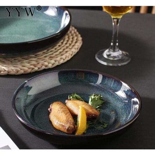 Japanese Ceramic Tableware Household Creative Dinner Plate Single Deep Plate Hotel Large Plate For Household Kitchen Accessories