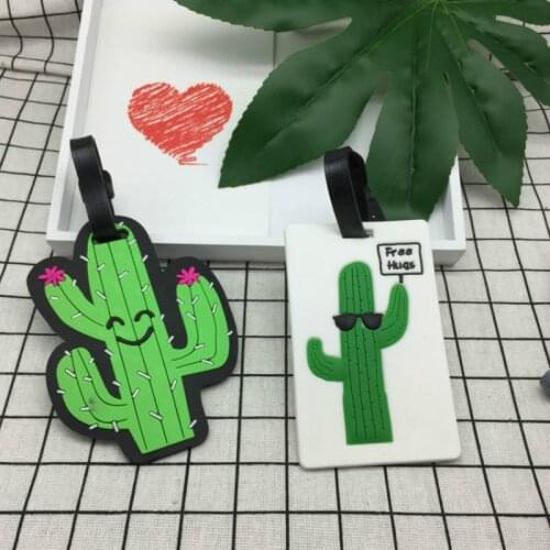 Cute Cactus Luggage Tag Travel Accessories Silica Gel Suitcase Name ID Address Tags