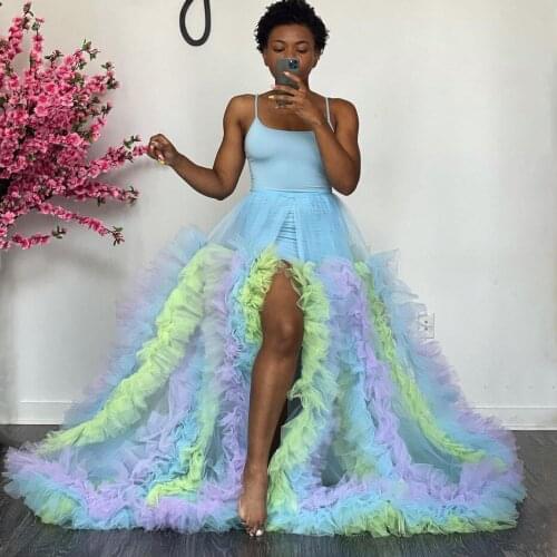 Custom Made Colorful Tulle Detachable Overskirt for Women Ruffled Tulle Overlay Skirts Birthday Gowns Photo Shoot Bridal Skirt