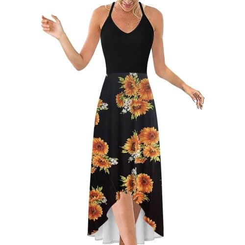 Plus Size Maxi Dresses For Women 2021 Womens Printing Size Easy Ruffles Camisole Lnserting Bags Sling Long Dress Vestidos Mujer
