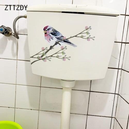 ZTTZDY 24.7×13.6CM Hand Painted Flower Branch Bird Art Wall Decoration Fashion Home WC Toilet Stickers T2-1409