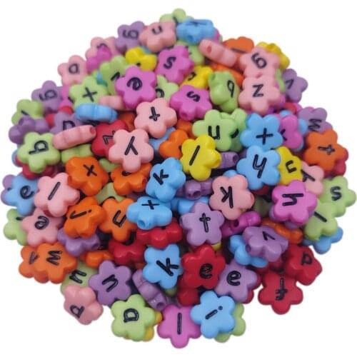 20pcs Candy Color Petal Flower Shape Black Letter Acrylic Beads DIY Jewelry Handmade Pendant Bracelet Necklace Beautifully Woven