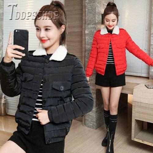 2019 Winter Bread Style Korean Kawaii Women Parkas lapel Female Short Coat
