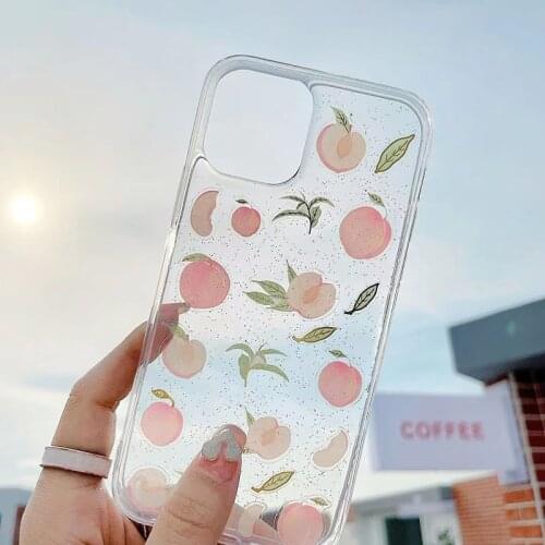 2021 Summer Peach Orange Flower Soft poxy phone Case for apple iphone 12 Pro 7 8 plus 11 X XS XR MAX MiNi SE 2 2020 Coque Cover