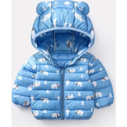 2021 New Winter Baby Boys Jacket Cute Polar Bear Pattern Hooded Coat For Boys 1-5 Years Toddler Keeping Warm Kids Outerwear