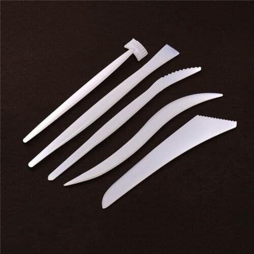 5 Pcs /Set Art Tools White Color Plastic Childrens Clay Sculpture Tools Pottery Ceramics DIY Tools