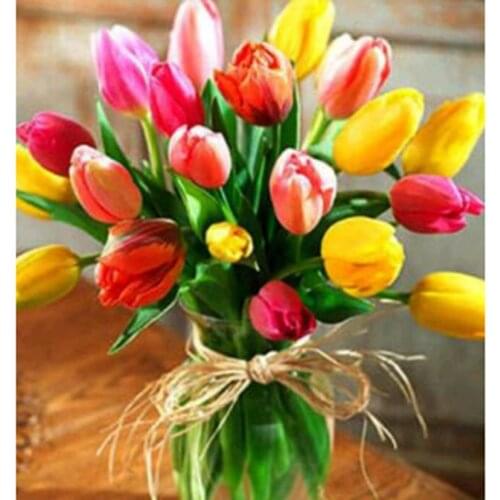 5D DIY Diamond Painting Flower Painting Tulip Picture Square/Round Diamond Cross Stitch Embroidery Decoration Crafts WG2929