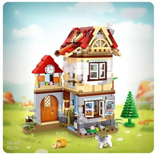 704pcs Newest LOZ MINI Blocks Forest Cabin Dwarf Red Hat Girl Street Views Pressure Relief Folding Office Exhibition Toys Kids