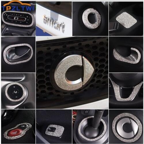 Car Interior Accessories For Mercedes Smart 453 Forfour Fortwo Car Steering Wheel Logo Diamond Decoration Stickers 2015-2019