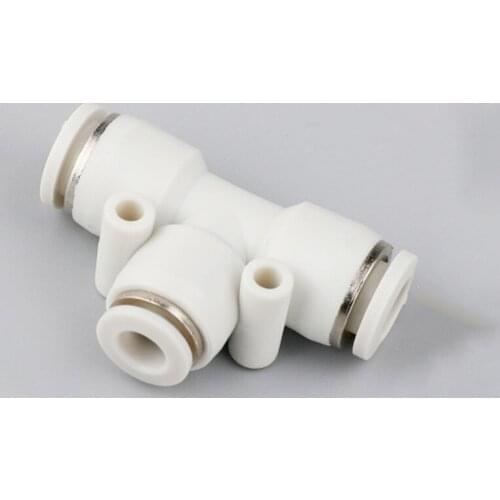 White Fit 4/6/8/10/12/14/16mm OD PU Tube Equal/Reducer Tee 3 Ways Pneumatic Push In Connector Quick Release Air Fitting