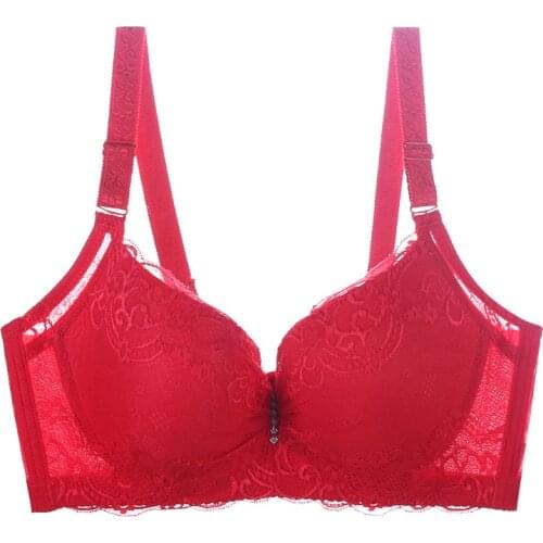 Push Up Bra Plus Size Sexy Lace Bralette Gathering Fantastic Underwire Bra Women Thin Cotton Lingerie Underwear C D E Cup 80-105