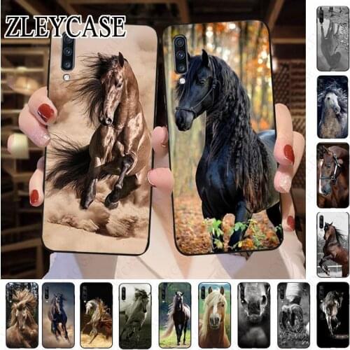 Cute horse horses Black Soft Shell Phone Case For Samsung Galaxy A50 A10 A20 A20E A20S A30S A40 A71 A70 A30 A6 A7 A8 COVER