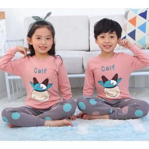 Kids Boys Girls Pajama Suit 2pcs Cartoon Pyjamas T-Shirt Pant Childrens Pijamas Set Toddler Baby Autumn Sleepwear Home Clothes