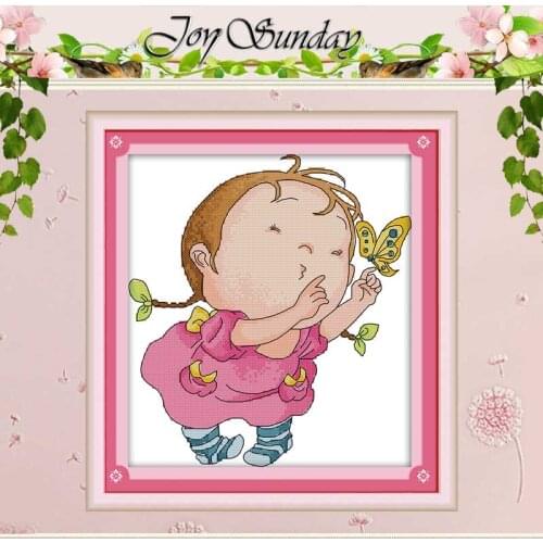 The girl is catching butterfly Cross Stitch 11CT 14CT Cross Stitch Set Wholesale DIY Cross-stitch Kit Embroidery Needlework