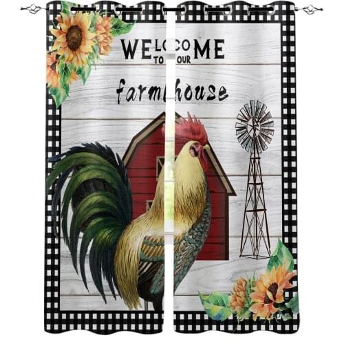 Farmhouse Windmill Sunflower Chicken Vintage Blackout Curtains For Kitchen Bedroom Kids Room Window Curtains for Living Room