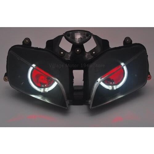 Motorcycle HID Projector Headlight Assembly w/ LED White Angel Red Demon Eyes Headlamp For Honda CBR600RR CBR600 RR 2003-2006