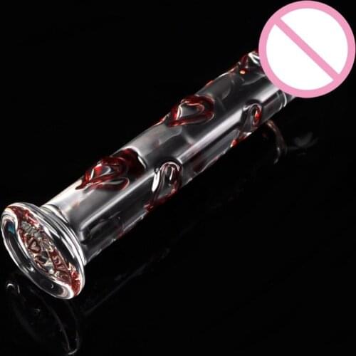 G-Spot Crystal Penis Pyrex Glass Dildos Anal Beads Masturbator Glass Pleasure Wand with Mushroom Tip Sex Products for Adult