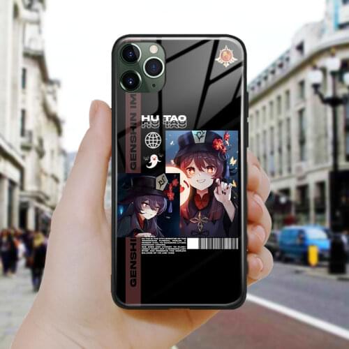 Hutao genshin impact design Soft Silicone Glass Phone Case Cover Shell For iPhone SE 6 6s 7 8 Plus X XR XS 11 12 Mini Pro Max
