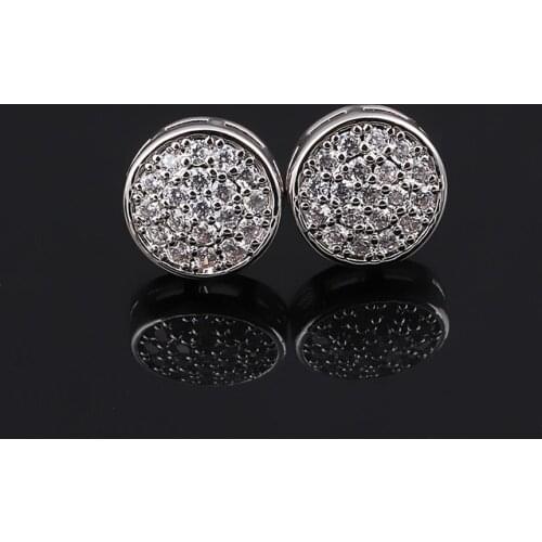 IDESTINY 11.11 Moda Mujer 2020 White Gold Color Plated Geometric Circle Round Studs Earings for Women Party Jewelry Gift With CZ