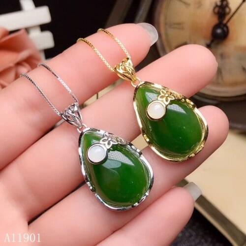 KJJEAXCMY boutique jewels 925 Silver-inlaid Natural Gems and Jasper Necklace Pendant Support Identification