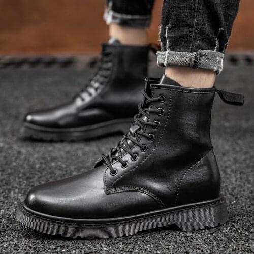 Army Combat Boots Men Lace Up Black Shoes Platform Motorcycle Boots Leather Ankle Casual Footwear Men Shoes Mens Military Boots