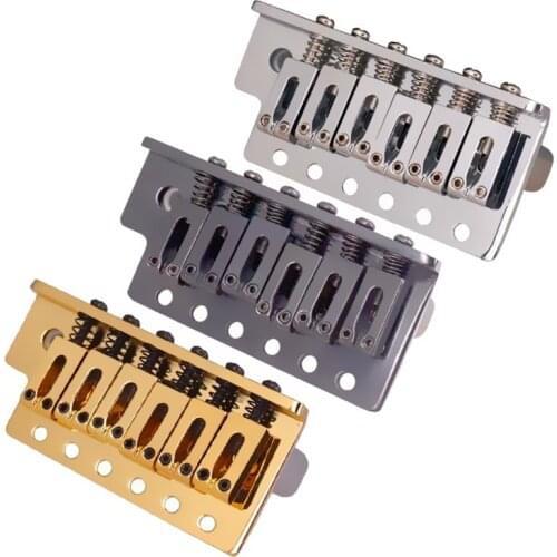 A set of Chrome Black Electric Guitar Bridge Thickened Base 6 Strings Saddle Single Tremolo Bridge System Guitar Accessories