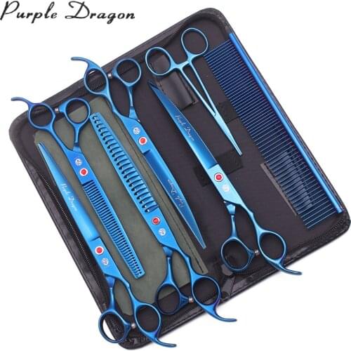 Dog Grooming Scissors 8.0" Purple Dragon 440C Pet Scissors Kit Thinning Shears Chunker Scissors Curved Shears Dropshipping Z3005
