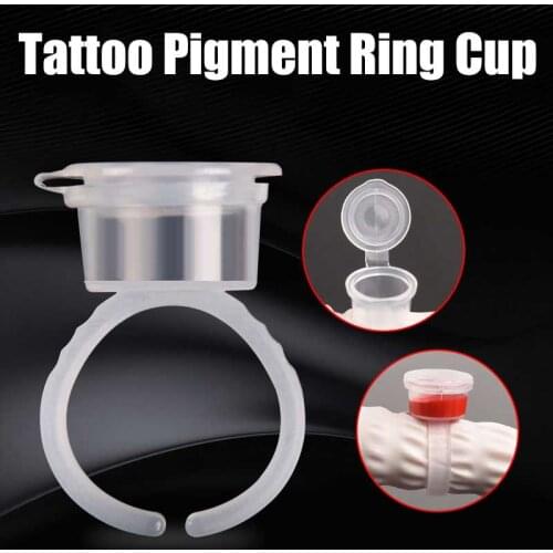 50PCS Tattoo Pigment Ink Ring Cups Eyelash Extend Glue Holder Container With Lid Cover Cap Permanent Makeup Microblading Tool