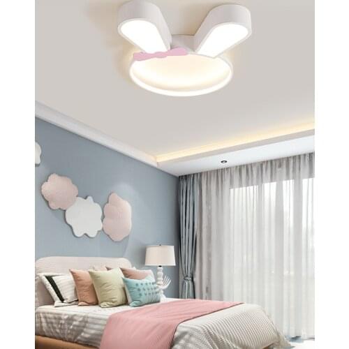 Nordic cartoon lustre rabbit ear ceiling lights children bedroom lamp led lights for room modern cute decoration salon lighting