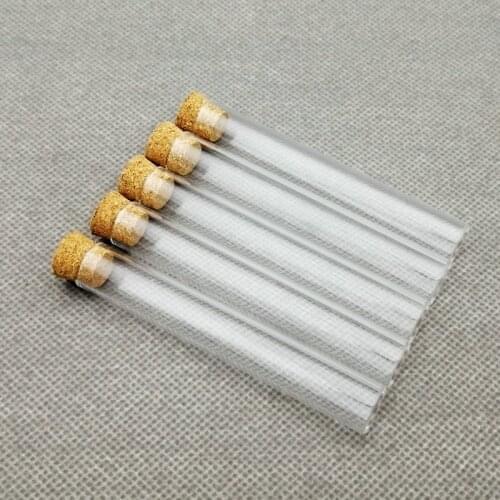 24pcs 12x75mm Glass Flat Bottom Test Tube with Cork Stopper,Thickened Flat - Mouth Laboratory Glass Container