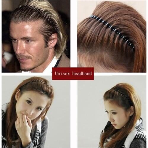 LEVAO Boys Girls Black Metal Waved Style Holiday Sports Hairband Solid New Men Women Unisex Hair Band 1Pcs Casual Adult Headwear