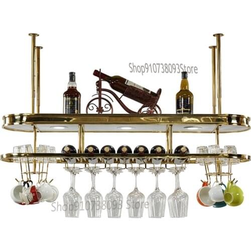 Light luxury bar hanger open kitchen restaurant chandelier creative stainless steel post-modern minimalist wine glass holder hom