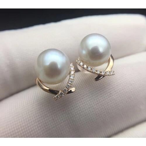 Sinya Diamond Stud earring with Natural southsea pearls in Au750 gold fashion design jewelry for women girls Mum 2018 News gift
