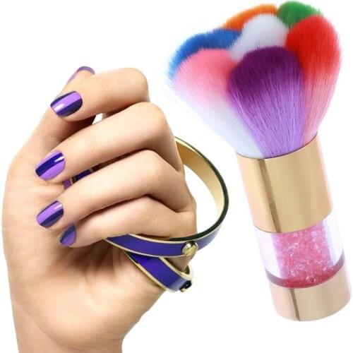ELECOOL 1pc Nail Brush Soft Nail Art For Acrylic & UV Gel Dust Cleaner Brush Manicure Pedicure Tool Diamond Handle Flower Shade