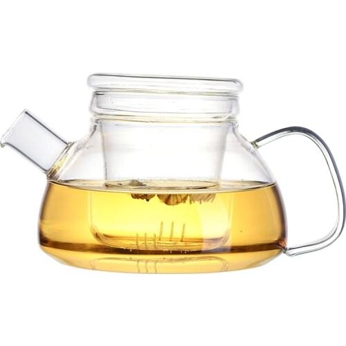 Glass flower teapot It can be heated by open fire Large capacity three piece European tea set with cover and filter