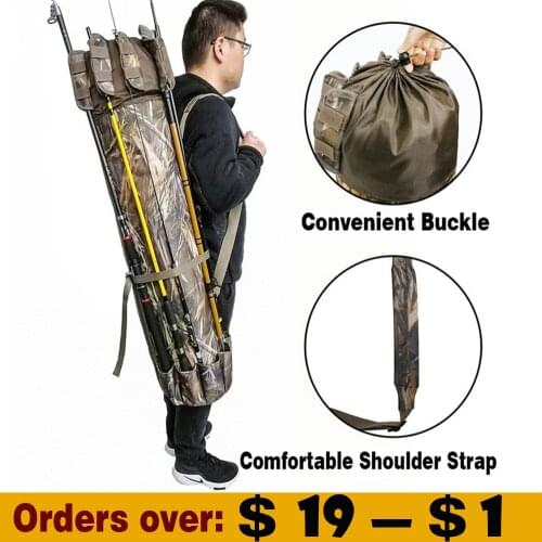 5-Hole Fishing Rod Fishing Bag Portable Multifunction Oxford Cloth Outdoor Hunting Fishing Rod Pouch Tackle Tools Storage Bag