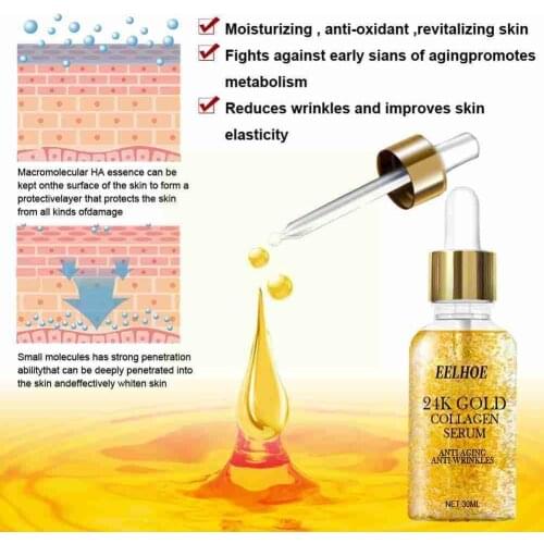 24K Gold Tense Moisture Essence Pure Hyaluronic Acid Serum Anti-wrinkle Gold Nicotinamide Liquid Skin Care Essence