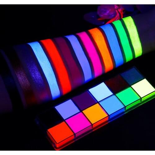 12 Colors UV Glow Oil Halloween Waterproof Body Paint Fluorescent Glowing Neon Face Beauty Makeup Tattoo Face Theatrical Makeup