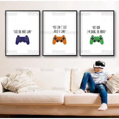Video Games Quote Canvas Painting Gamer Boy Girl Gift Gaming Sign Game Controller Art Paintings Pictures Games Room Wall Decor
