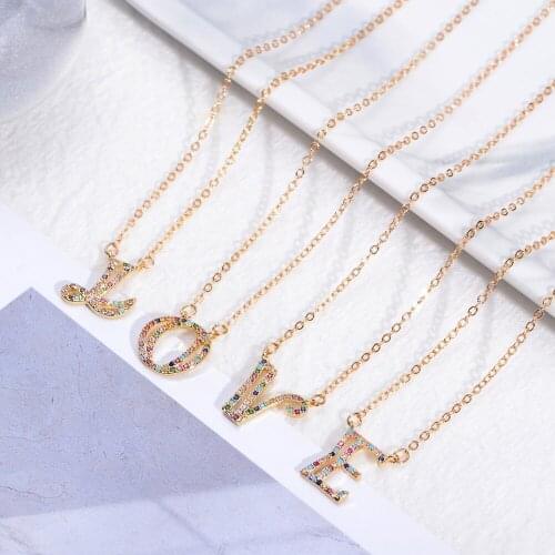 Ms. Letter Necklace Crystal Rainbow Zircon Necklace Ms. Initial A-Z Initials Commemorative Pendant Ladies Jewelry Party Gifts