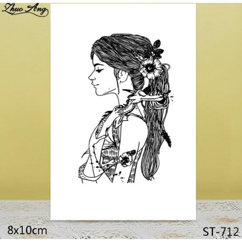 ZhuoAng Long Hair Girl Clear Stamps/Seals For DIY Scrapbooking/Card Making/Album Decorative Silicon Stamp Crafts