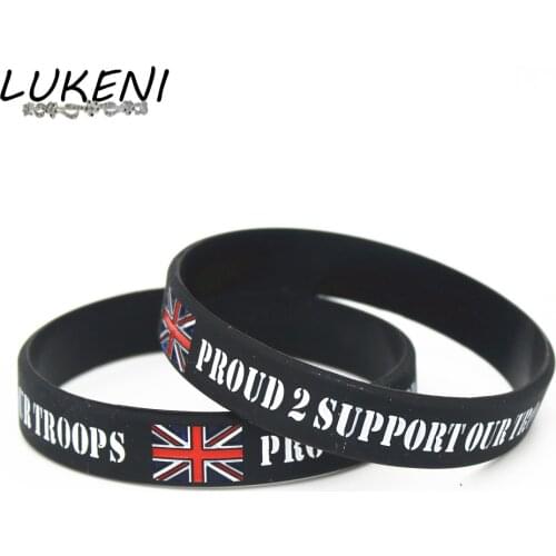 1PC Black Proud 2 Support Our Troops Silicone Wristbands THE Britain A.B.F Soldiers Rubber Bracelets &Bangles Wholesale SH188