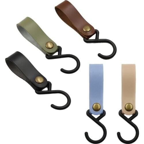 1pcs Outdoor PU Leather Hooks Camping Tripod Clothes Storage Portable Hiking Hanger Clothes Hook For Camp Supplies